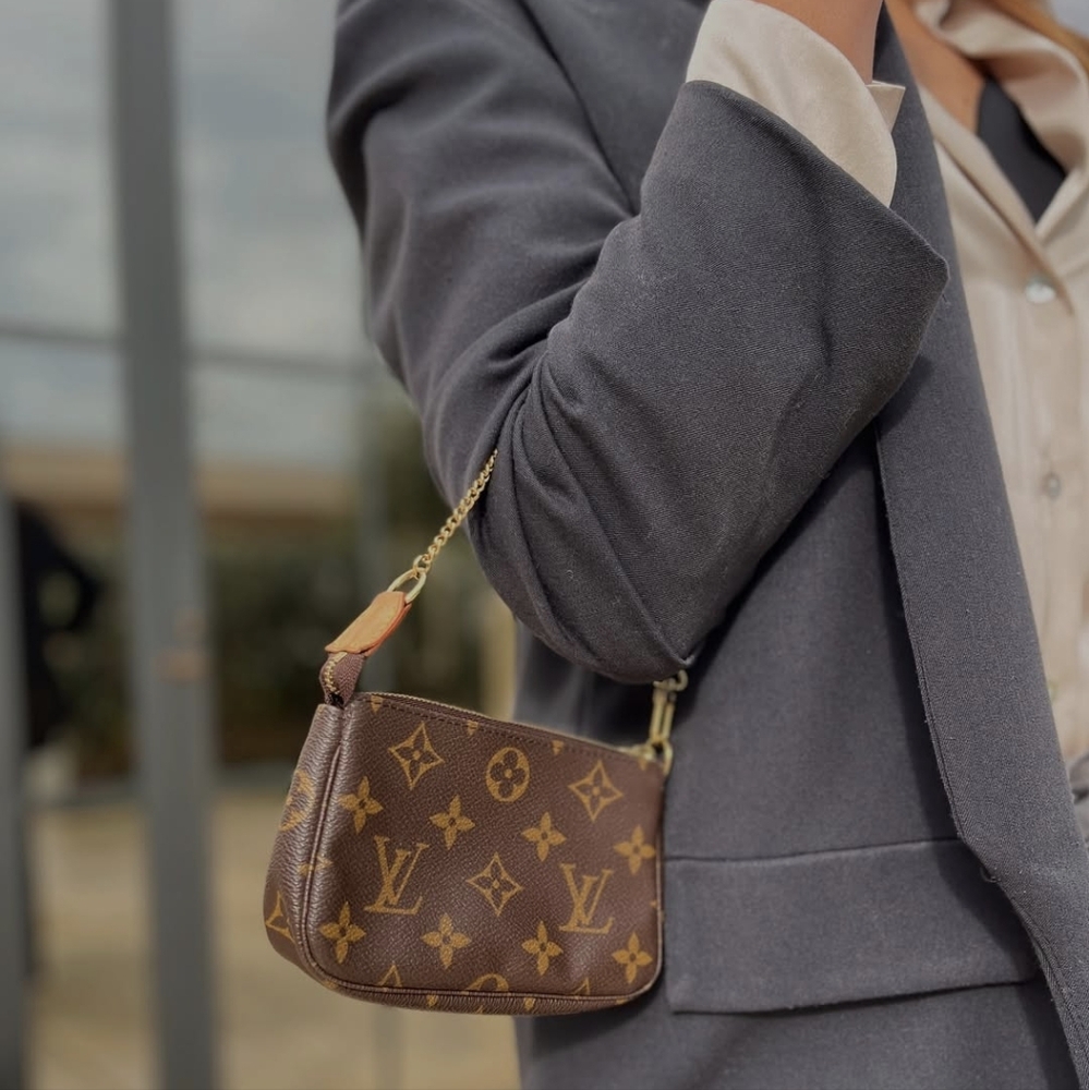 Authentic Louis Vuitton Brown Monogram Mini Pochette in Excellent Condition - Picture 2 of 13